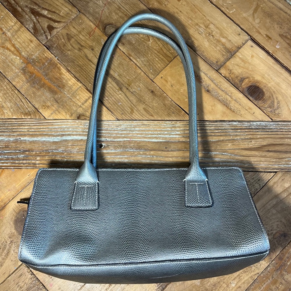 Tommy Hilfiger Silver Gray Faux Lizard Leather Shoulder Bag Purse Handbag - Picture 3 of 7